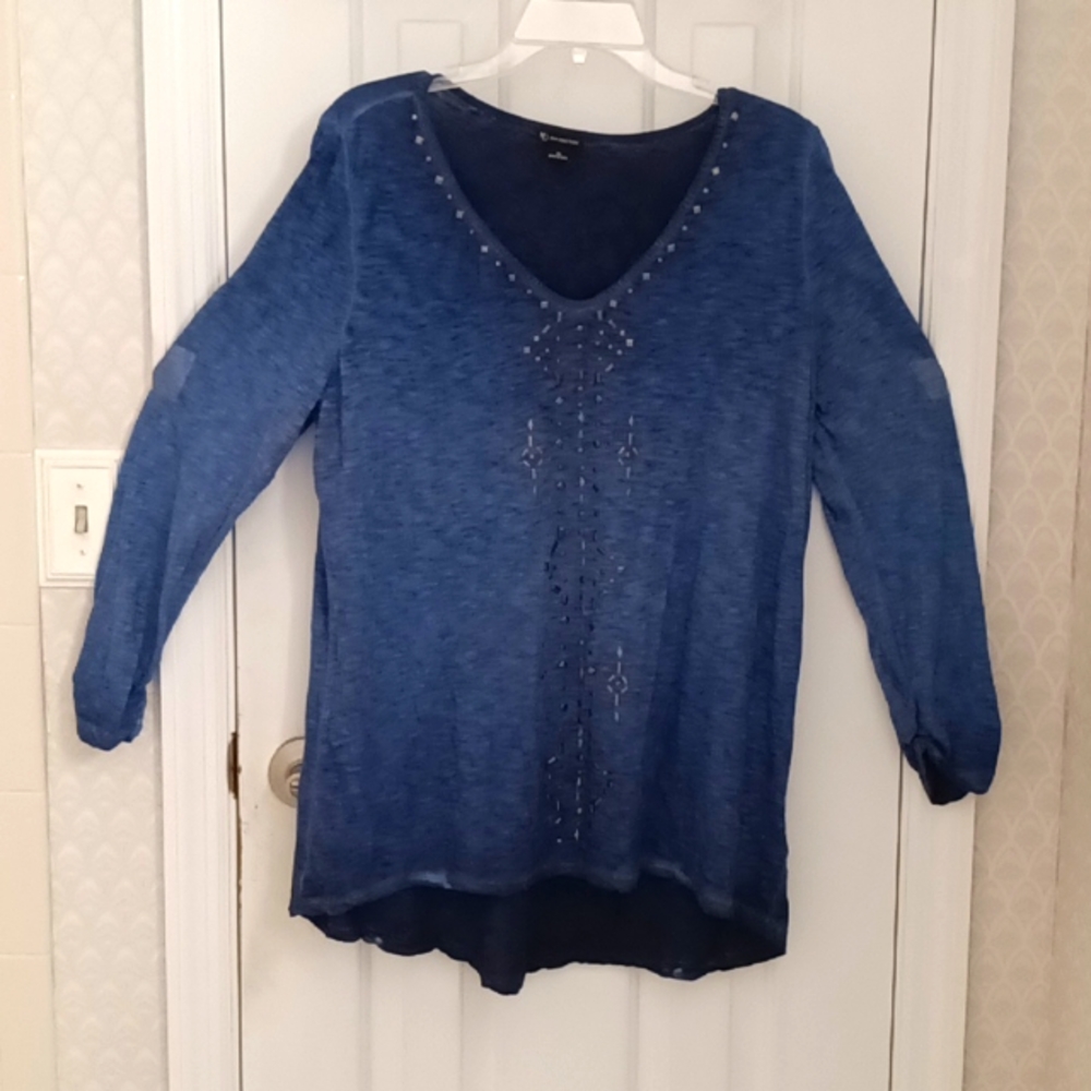 Brass beaded blue top size XL